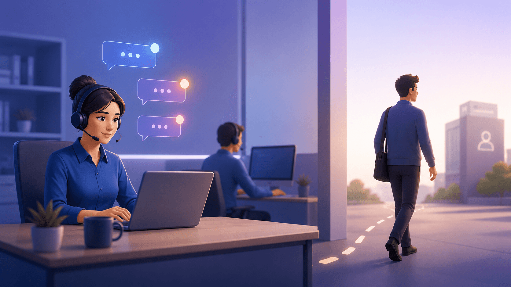 Cliente saindo silenciosamente sem reclamar, representando o churn silencioso no atendimento